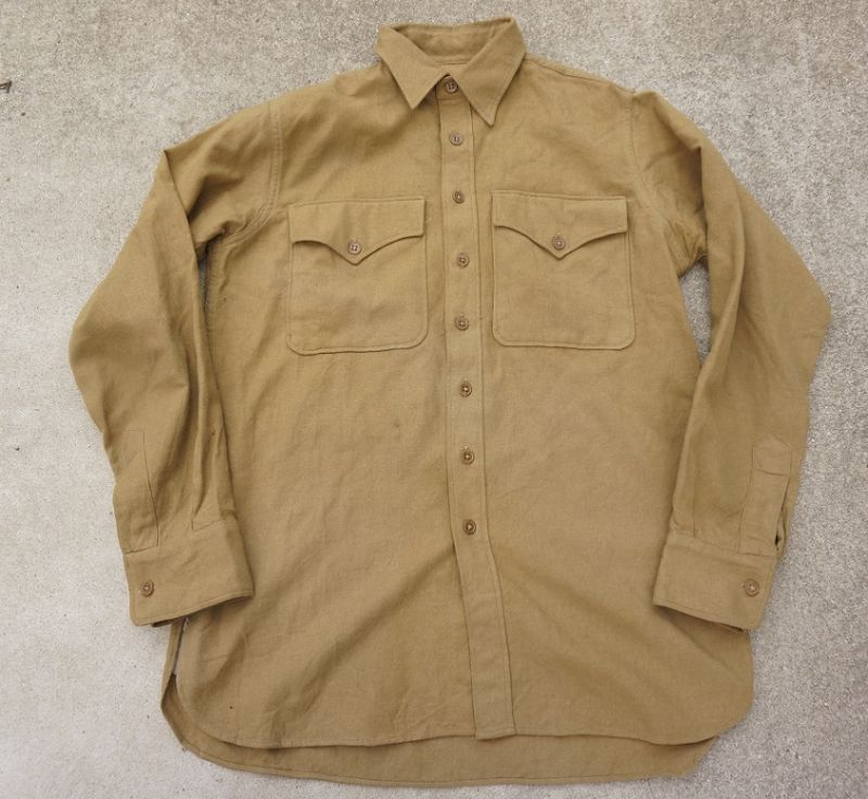第二次世界大戦 米軍 米海兵隊ウールシャツ サイズ3 - ミリタリー 